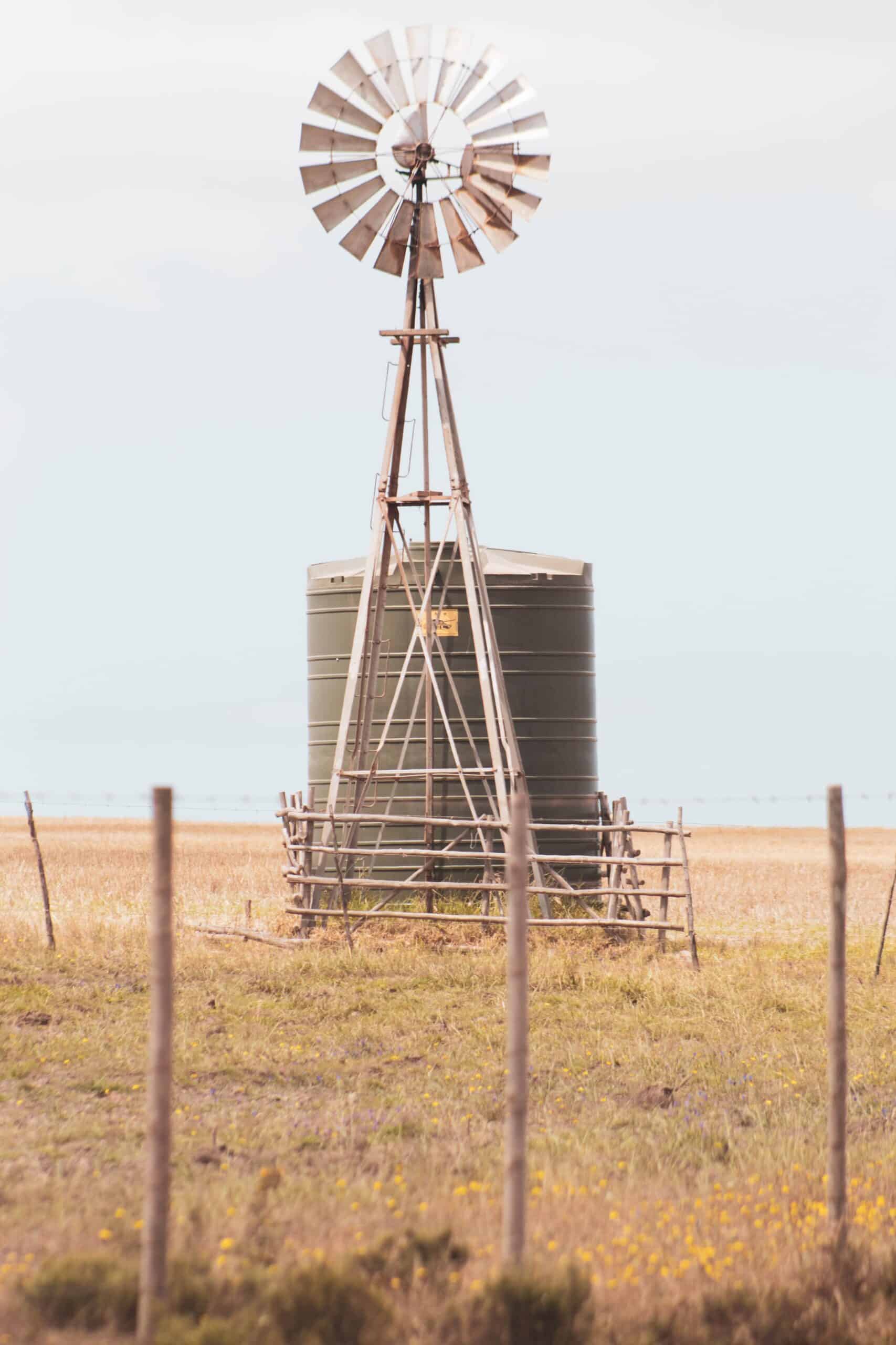 windmill in front of water tank